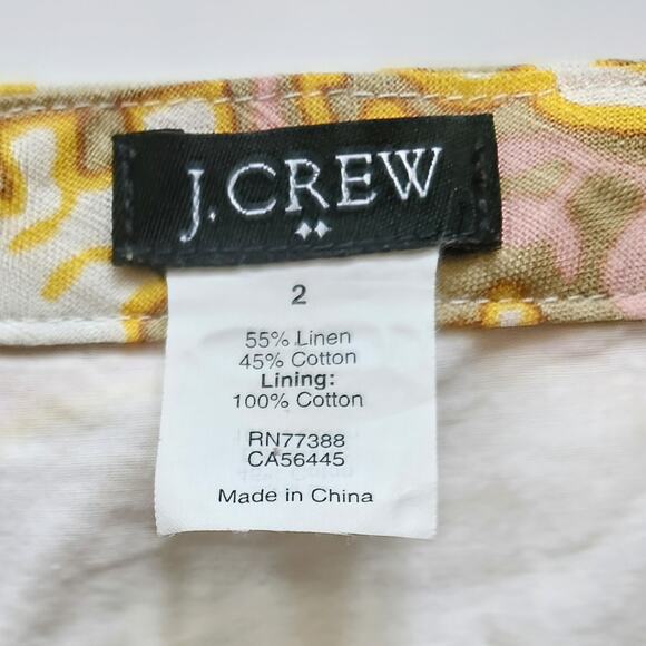 J.Crew Linen Boho Tunic Dress Women’s Size 2 Pink Yellow Ivory 3/4 Sleeve Lined - Picture 8 of 8